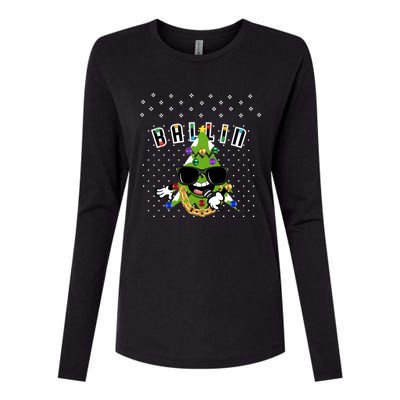 Christmas Ballin Tree Microphone Snowing Ugly Style Gift Womens Cotton Relaxed Long Sleeve T-Shirt