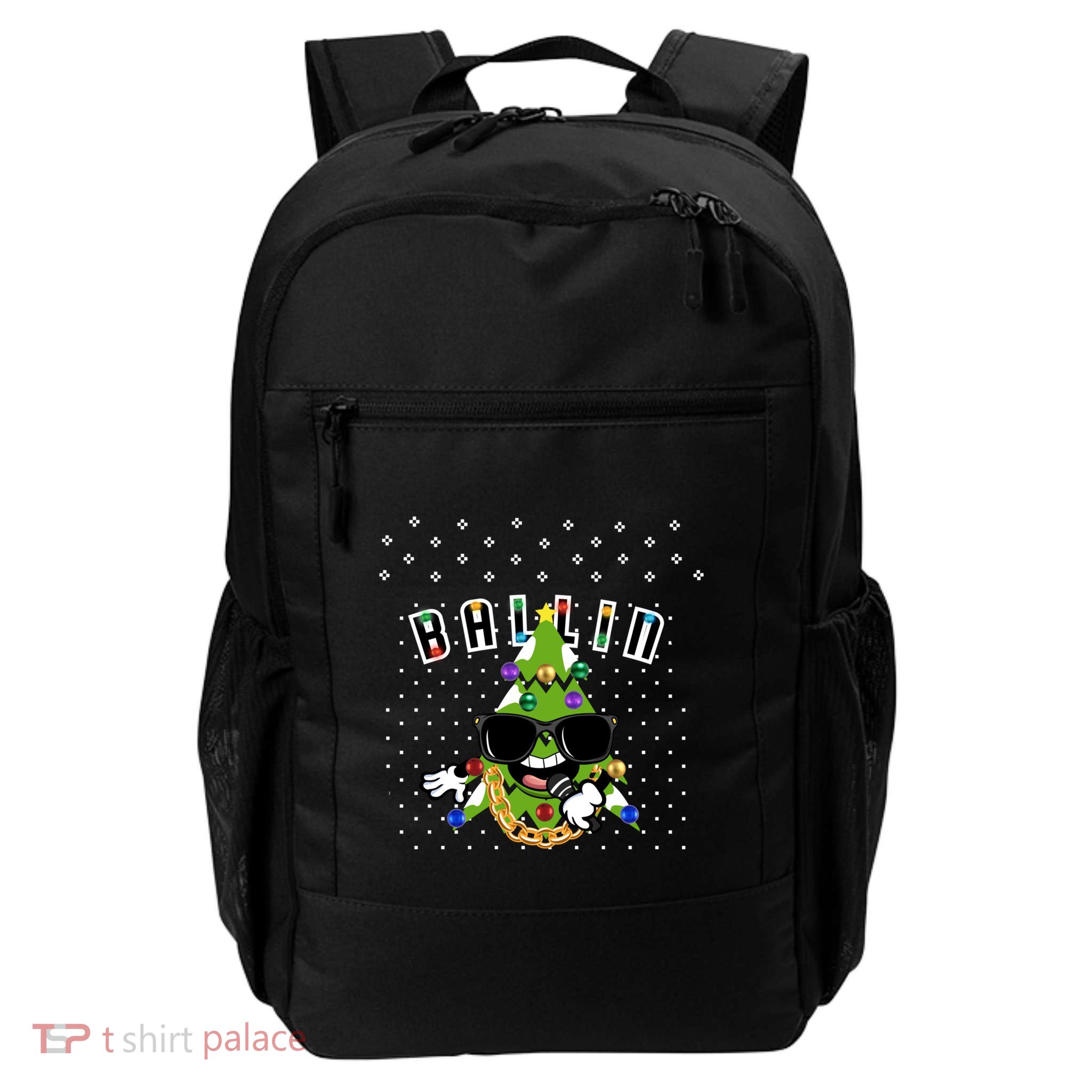 Christmas Ballin Tree Microphone Snowing Ugly Style Gift Daily Commute Backpack