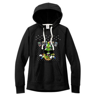 Christmas Ballin Tree Microphone Snowing Ugly Style Gift Women's Fleece Hoodie