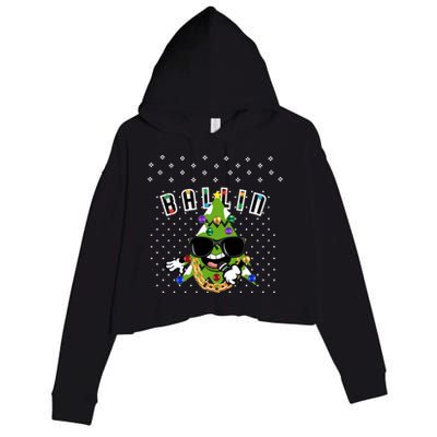 Christmas Ballin Tree Microphone Snowing Ugly Style Gift Crop Fleece Hoodie