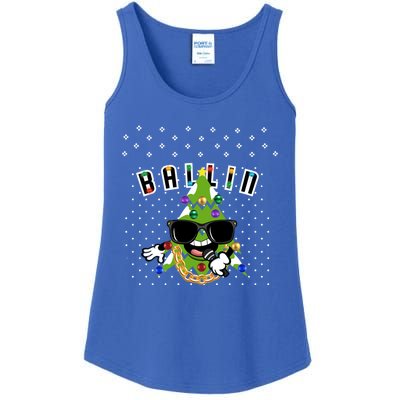 Christmas Ballin Tree Microphone Snowing Ugly Style Gift Ladies Essential Tank