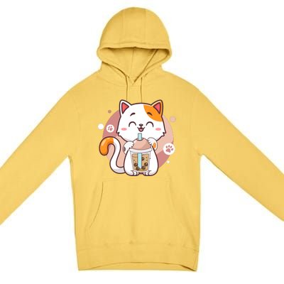 Cat Boba Tea Bubble Tea Anime Kawaii Neko Premium Pullover Hoodie