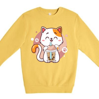 Cat Boba Tea Bubble Tea Anime Kawaii Neko Premium Crewneck Sweatshirt