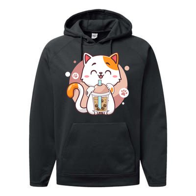 Cat Boba Tea Bubble Tea Anime Kawaii Neko Performance Fleece Hoodie