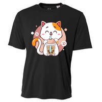 Cat Boba Tea Bubble Tea Anime Kawaii Neko Cooling Performance Crew T-Shirt