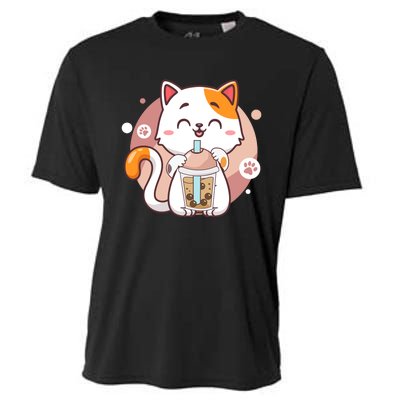 Cat Boba Tea Bubble Tea Anime Kawaii Neko Cooling Performance Crew T-Shirt