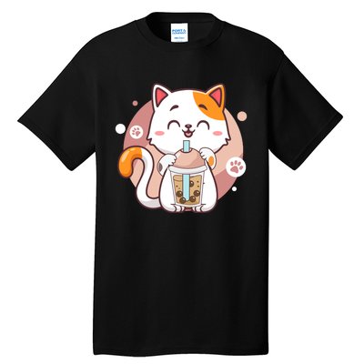 Cat Boba Tea Bubble Tea Anime Kawaii Neko Tall T-Shirt