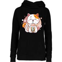 Cat Boba Tea Bubble Tea Anime Kawaii Neko Womens Funnel Neck Pullover Hood