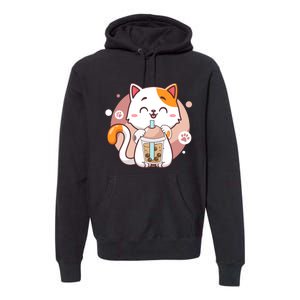 Cat Boba Tea Bubble Tea Anime Kawaii Neko Premium Hoodie