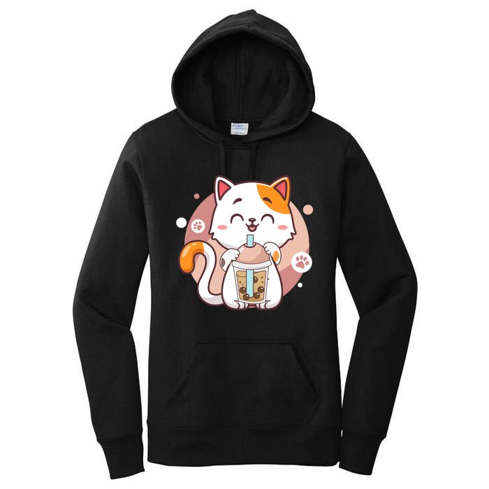 Cat Boba Tea Bubble Tea Anime Kawaii Neko Women's Pullover Hoodie