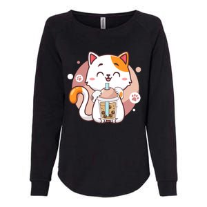 Cat Boba Tea Bubble Tea Anime Kawaii Neko Womens California Wash Sweatshirt