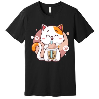 Cat Boba Tea Bubble Tea Anime Kawaii Neko Premium T-Shirt