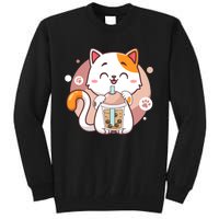 Cat Boba Tea Bubble Tea Anime Kawaii Neko Tall Sweatshirt