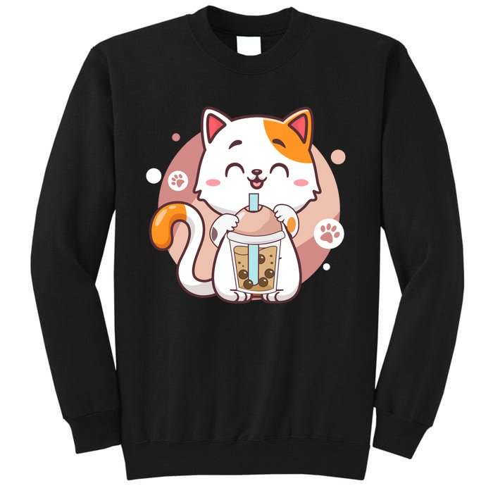 Cat Boba Tea Bubble Tea Anime Kawaii Neko Tall Sweatshirt