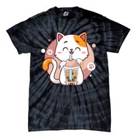 Cat Boba Tea Bubble Tea Anime Kawaii Neko Tie-Dye T-Shirt