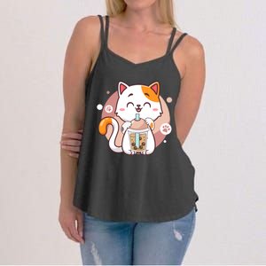 Cat Boba Tea Bubble Tea Anime Kawaii Neko Women's Strappy Tank