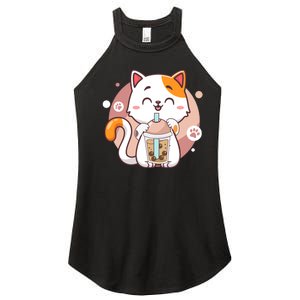 Cat Boba Tea Bubble Tea Anime Kawaii Neko Women's Perfect Tri Rocker Tank