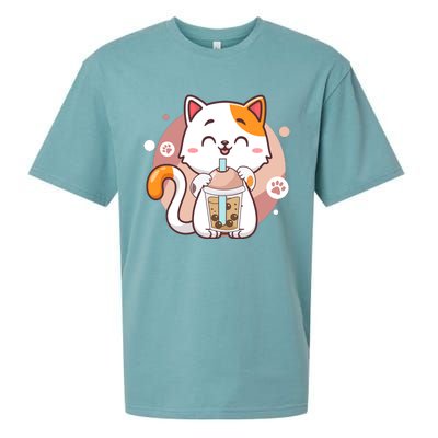 Cat Boba Tea Bubble Tea Anime Kawaii Neko Sueded Cloud Jersey T-Shirt