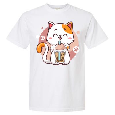 Cat Boba Tea Bubble Tea Anime Kawaii Neko Garment-Dyed Heavyweight T-Shirt