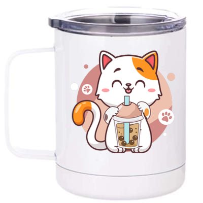 Cat Boba Tea Bubble Tea Anime Kawaii Neko 12 oz Stainless Steel Tumbler Cup