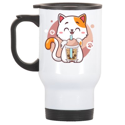 Cat Boba Tea Bubble Tea Anime Kawaii Neko Stainless Steel Travel Mug