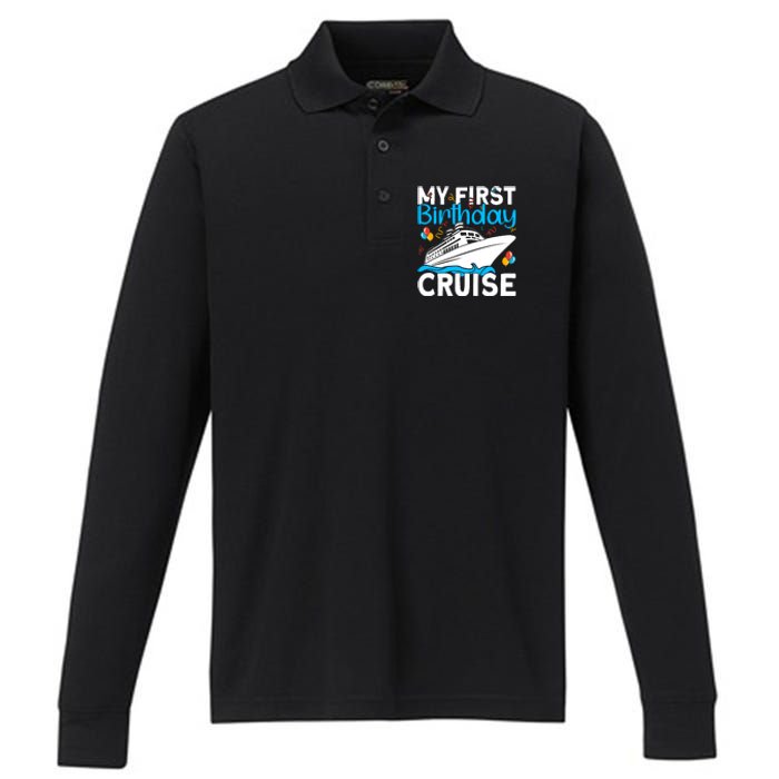 Cruising Boat Trip My Frist Birthday Cruise Performance Long Sleeve Polo