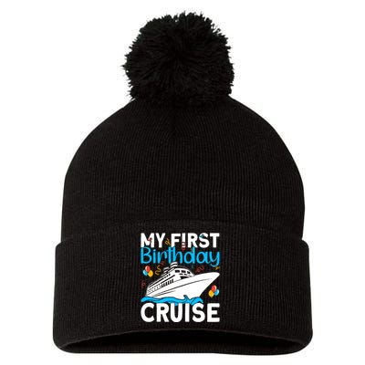 Cruising Boat Trip My Frist Birthday Cruise Pom Pom 12in Knit Beanie