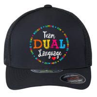 Cute Back To School Squad Team Dual Language Teachers Flexfit Unipanel Trucker Cap