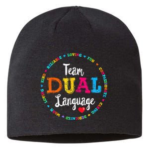 Cute Back To School Squad Team Dual Language Teachers Sustainable Beanie