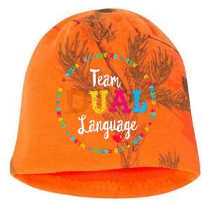 Cute Back To School Squad Team Dual Language Teachers Kati - Camo Knit Beanie