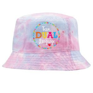 Cute Back To School Squad Team Dual Language Teachers Tie-Dyed Bucket Hat