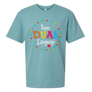 Cute Back To School Squad Team Dual Language Teachers Sueded Cloud Jersey T-Shirt