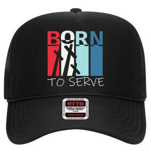 Christian Born To Serve Jesus Cross Walk by Faith High Crown Mesh Back Trucker Hat