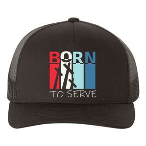 Christian Born To Serve Jesus Cross Walk by Faith Yupoong Adult 5-Panel Trucker Hat