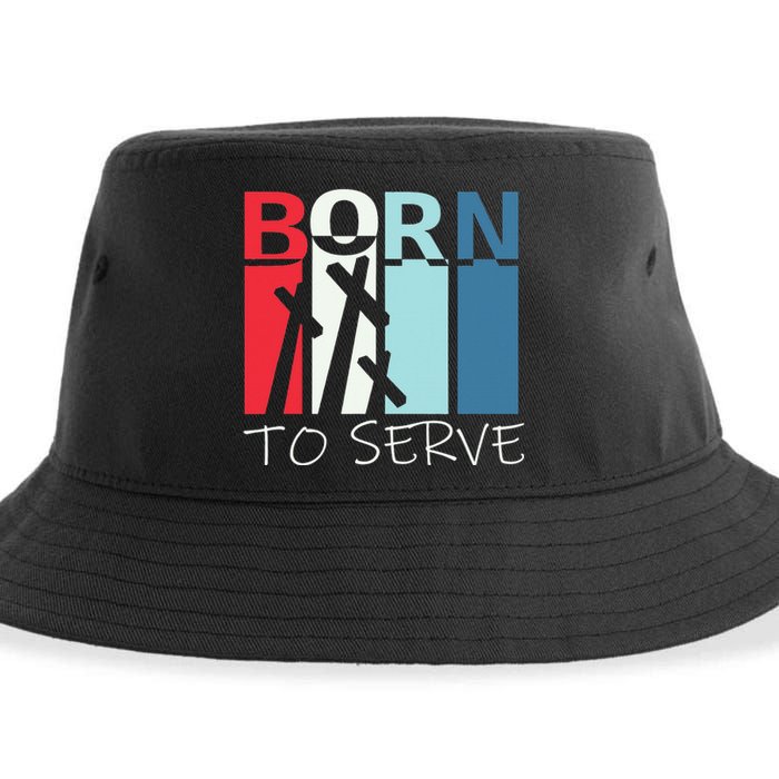 Christian Born To Serve Jesus Cross Walk by Faith Sustainable Bucket Hat