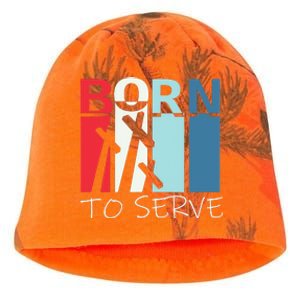 Christian Born To Serve Jesus Cross Walk by Faith Kati - Camo Knit Beanie