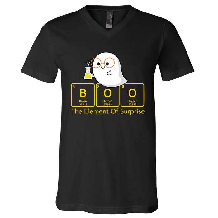 Chemistry Boo The Element Of Surprise Cute Chemist Halloween V-Neck T-Shirt