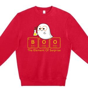 Chemistry Boo The Element Of Surprise Cute Chemist Halloween Premium Crewneck Sweatshirt