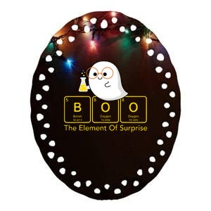 Chemistry Boo The Element Of Surprise Cute Chemist Halloween Ceramic Oval Ornament