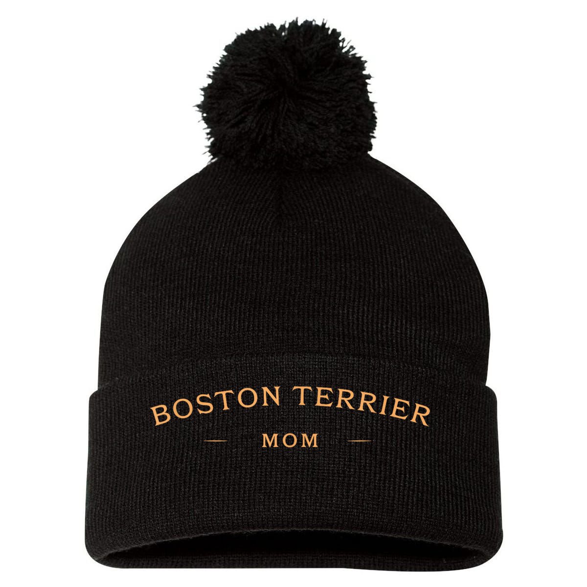 Classic Boston Terrier Mom Boston Terrier Dog Mom Pom Pom 12in Knit Beanie