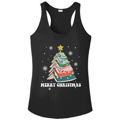 Christmas Book Tree Book Lovers Bookworm Teachers Librarians Meaningful Gift Ladies PosiCharge Competitor Racerback Tank