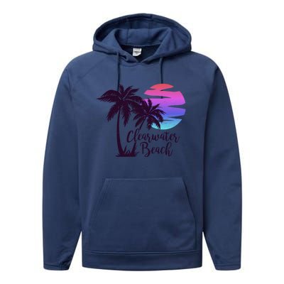 Clearwater Beach Trip Vacation Spring Break Sunset Graphic Gift Performance Fleece Hoodie