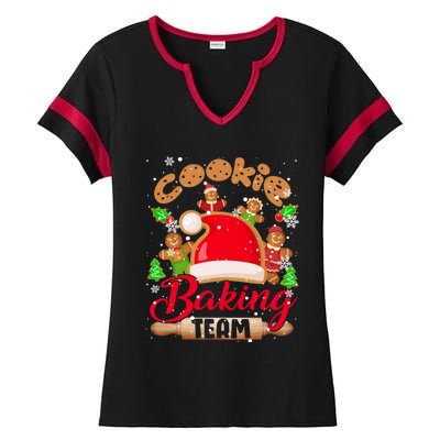 Cookie Baking Team Xmas Santa Gingerbread Cookies Baker Cute Gift Ladies Halftime Notch Neck Tee