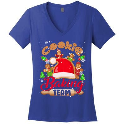 Cookie Baking Team Xmas Santa Gingerbread Cookies Baker Cute Gift Women's V-Neck T-Shirt