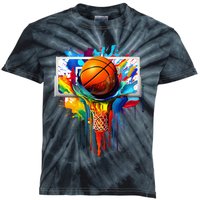 Colorful Basketball Tie Dye Color Splash Hoop Net Slam Dunk Kids Tie-Dye T-Shirt