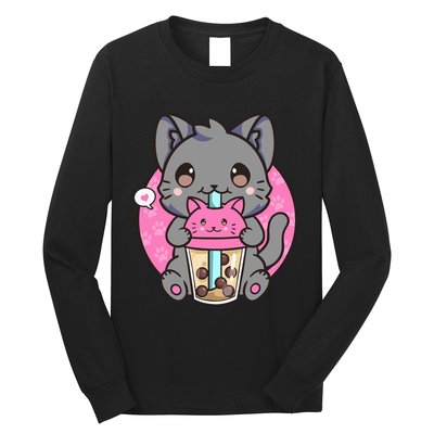 Cat Boba Tea Kawaii Anime Funny Gifts For Girl Boy Teens Long Sleeve Shirt