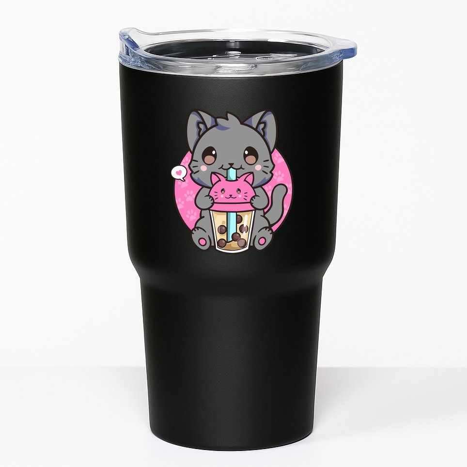 Cat Boba Tea Kawaii Anime Funny Gifts For Girl Boy Teens Tumbler