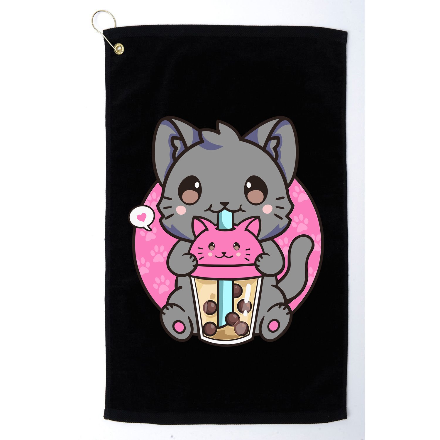 Cat Boba Tea Kawaii Anime Funny Gifts For Girl Boy Teens Golf Towel