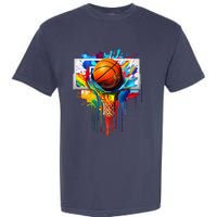 Colorful Basketball Tie Dye Color Splash Hoop Net Slam Dunk Garment-Dyed Heavyweight T-Shirt