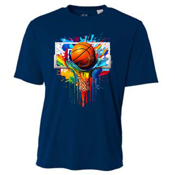 Colorful Basketball Tie Dye Color Splash Hoop Net Slam Dunk Cooling Performance Crew T-Shirt